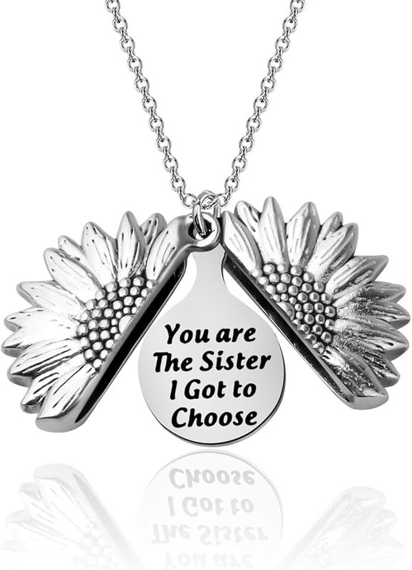 LQRI Sister Gift from Sister Best Friend Sunflower Necklace You Are The Sister I Got to Choose Sunshine Sunflower Pendent Necklace BFF Friendent Necklace