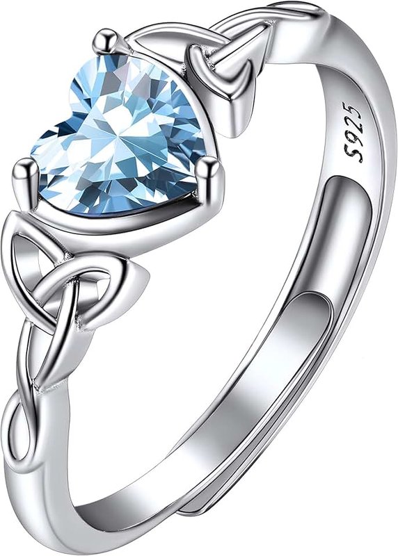 Suplight Hypoallergenic 925 Sterling Silver Claddagh Celtic Knot Birthstone Stud Earrings, Dainty Small Heart Shaped Hoop Earrings Irish Jewelry for Women Girls