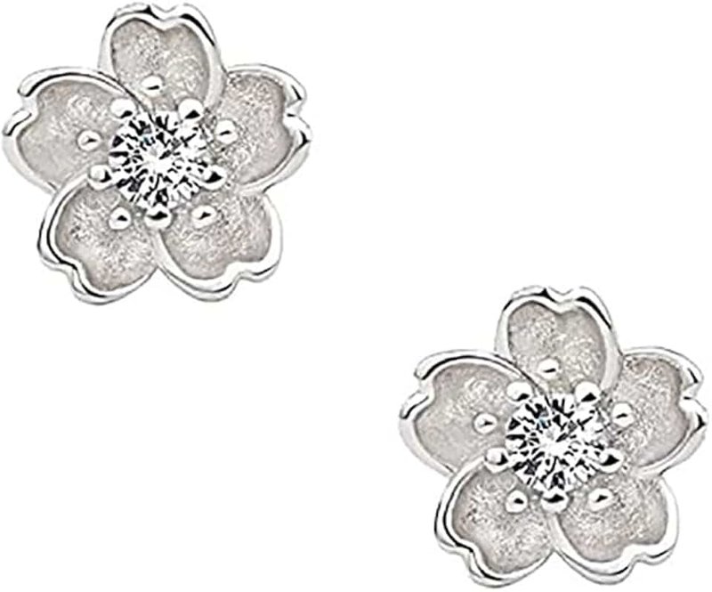 BZG Flower Stud Earrings - Sterling Silver Cubic Zirconia, Hypoallergenic, Sexy Flower Earrings for Women