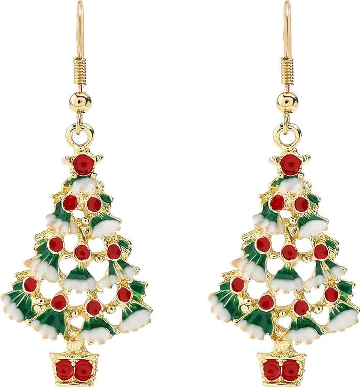 ALoveSoul Christmas Earrings for Women - Xmas Dress Up Jewelry Earrings, Christmas Tree Earrings,Leaf Earrings, Red Bule Ball Earrings