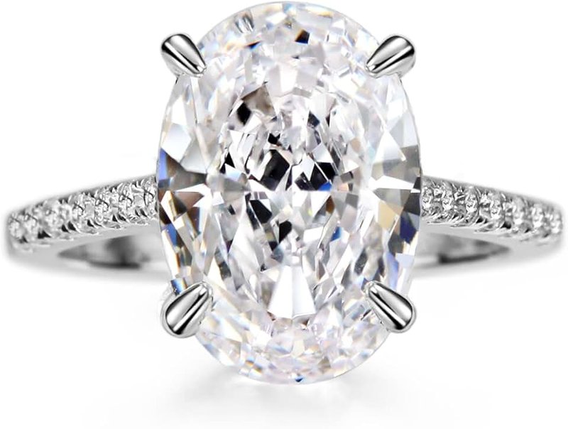 Michooyel S925 4ct Oval Cut Cubic Zirconia Engagement Rings For Women Wedding RIng Promise Ring Sterling Silver Wedding Band For Women ClimeCo Certified