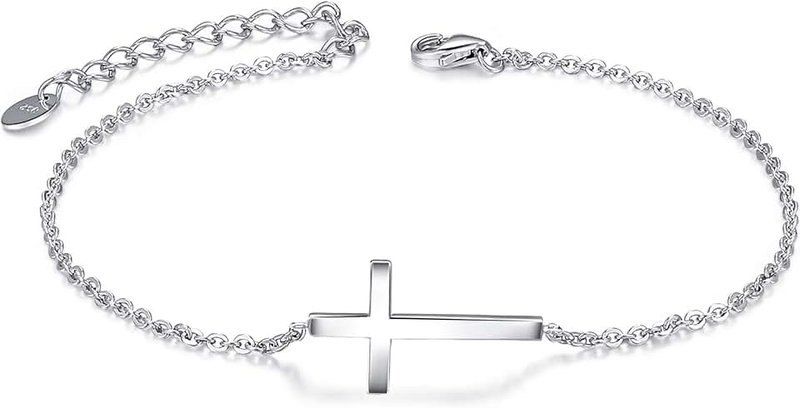 CHIC & ARTSY 925 Sterling Silver Link Bracelets Synthetic Opal Butterfly,Stethoscope,Cross,Evil Eye,Infinity Bracelets for Women Adjustable Friendship Bracelets