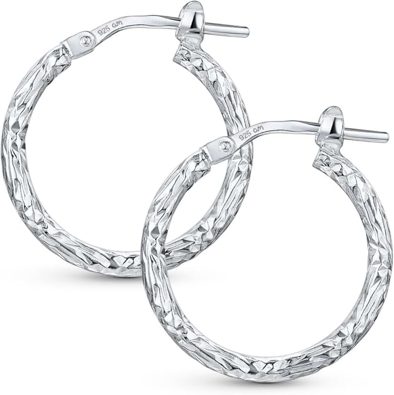 Amberta Italian 925 Sterling Silver Hoop Earrings for Women | Silver Twisted Hoops | Twisted Rope Hoop Earrings | Silver Round Hoop Earrings for Women