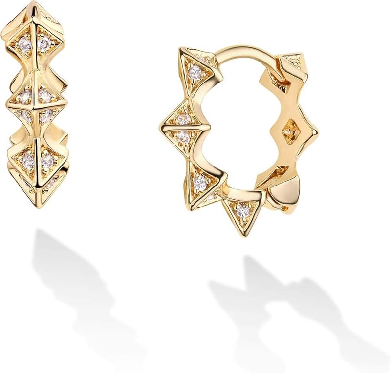 VACRONA Cubic Zirconia Huggie Earrings 14k Gold Plated Tiny Earrings Small Huggie Hoop Earrings Simple Lightweight Hoops Gift for Women