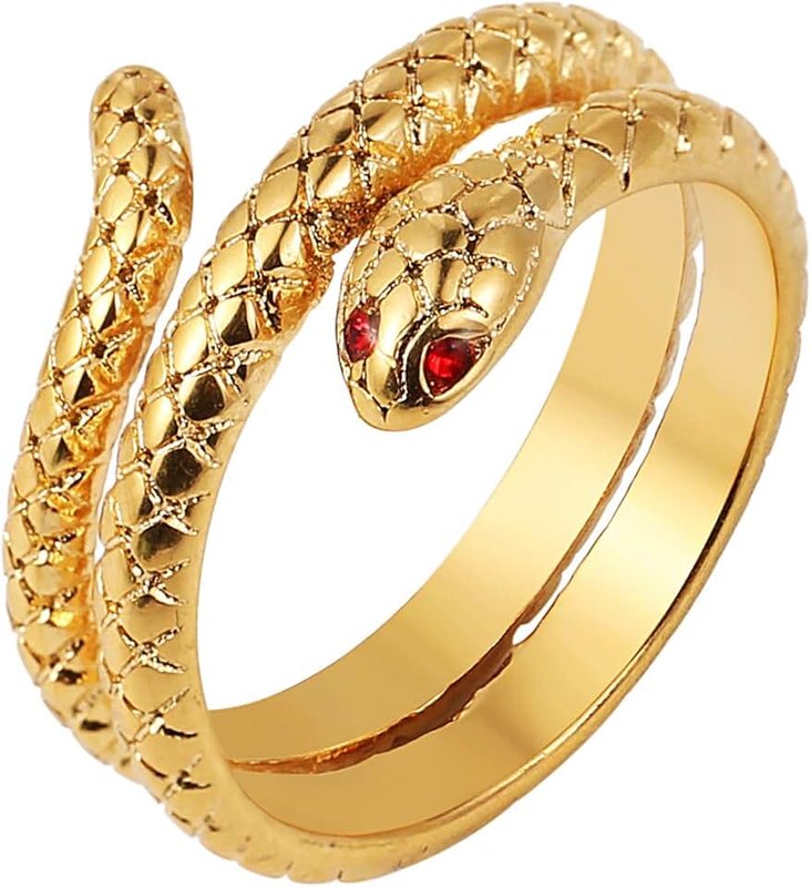 HZMAN Snake Ring for Men Women Retro Gothic Punk Animal Snake Fashion Personality Stainless Steel Ring Jewelry Gift