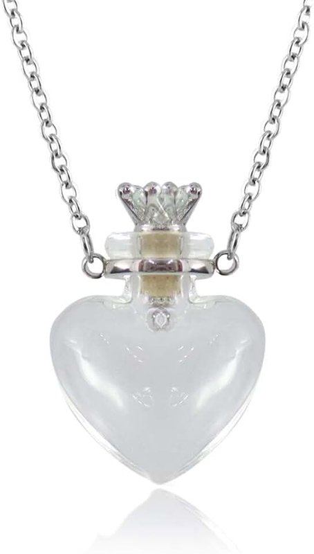 IVYRISE 1PC Clear Heart Vial Perfume Bottle Necklaces Stainless Steel Chain Make a Wish blood vial necklace Women Jewelry
