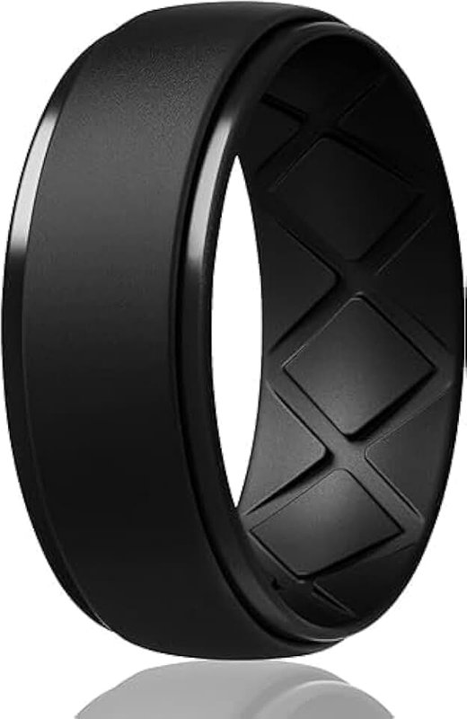 Egnaro Silicone Wedding Ring,Premium Silicone Wedding Bands Men,Rubber Bands,Flexible,Skin Safe &Comfortable