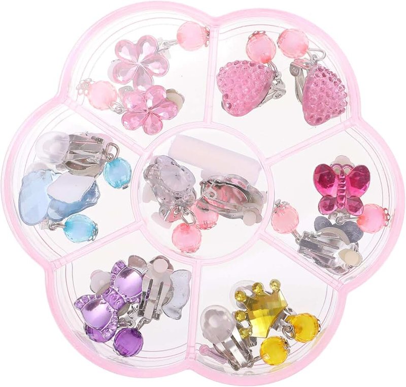 TOYANDONA Clip On Earrings Princess Play Jewelry Earrings Set Resin Acrylic Clipon Earring Cartoon Dangle Eardrop For Little Girls Birthday