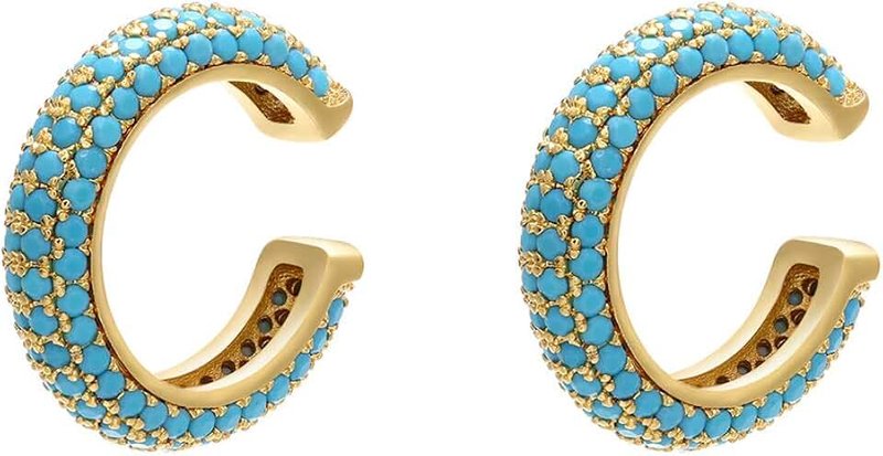 AnnBabic Ear Cuffs in 18K Gold for Women - CZ Paved Hoop Conch Cuff Earrings for Ladies,Girls - Sparkle Rhinestones Clip On Wrap Earrings Non Pierced