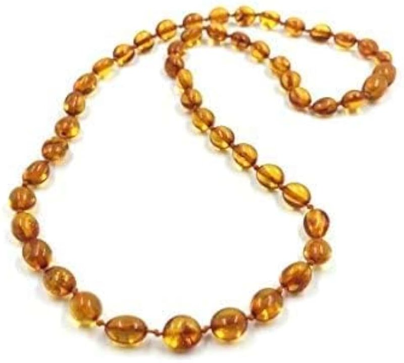 Amber Jewelry Shop Amber Jewelry Shop Baltic Amber Necklace for Adults - Unisex, Men - Brown, Cognac Amber Beads - 45-46cm, Amber, Necklace