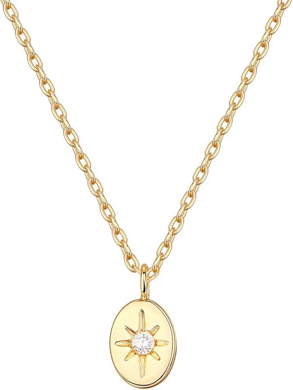 PAVOI 14K Gold Plated Engraved Coin Pendant | Byzantine Coin Necklace | Bohemian Necklace