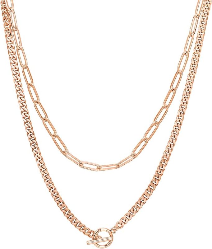 PAVOI 14K Gold Plated Dainty Layering Necklaces for Women | Snake Chain, Curb Link, Paperclip Layered Chains | Trendy Layering Necklace