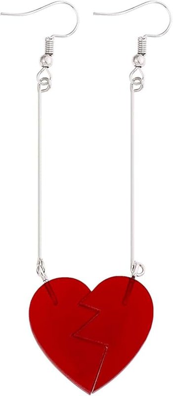 ANDPAI Unique Charm Anime Cosplay Acrylic Transparent Red Heart Dangle Drop Earrings - Best Gifts For Women Girls Men Handmade Statement Jewelry Gifts