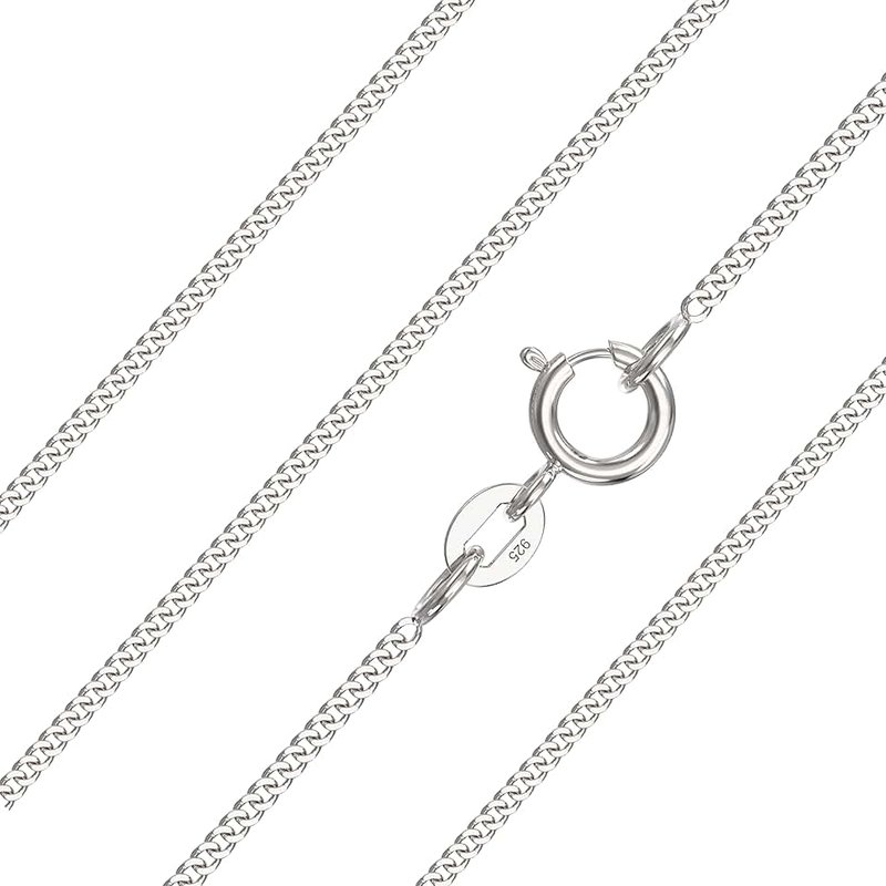 Aeon Jewellery 925 Sterling Silver Necklace - 1mm Diamond Cut Curb Chain Necklace | Choose from 16" -30" Chain | For Layered Looks, Gifts or Pendant Replacements | With Polishing Cloth & Pouch Bag