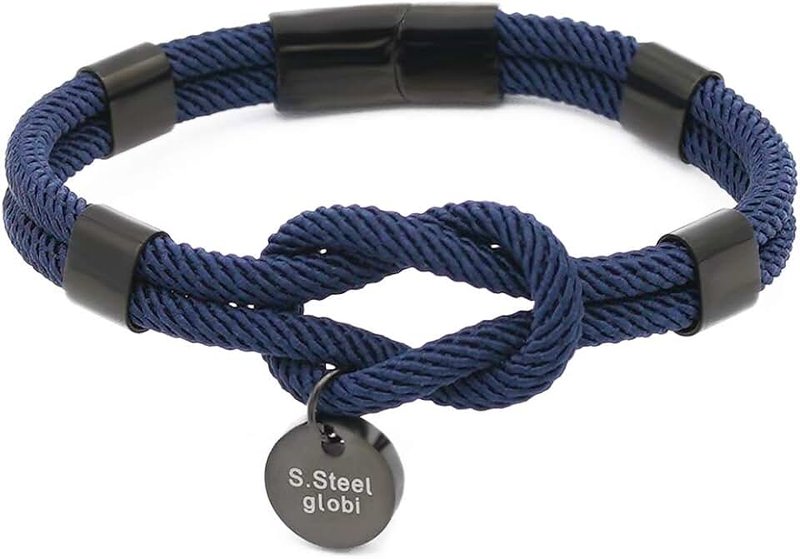 globi Paracord Braided Rope Bracelet for Men Women | Lightweight Nautical Unisex Cuff Bracelet with Stainless Steel Magnetic Clasp