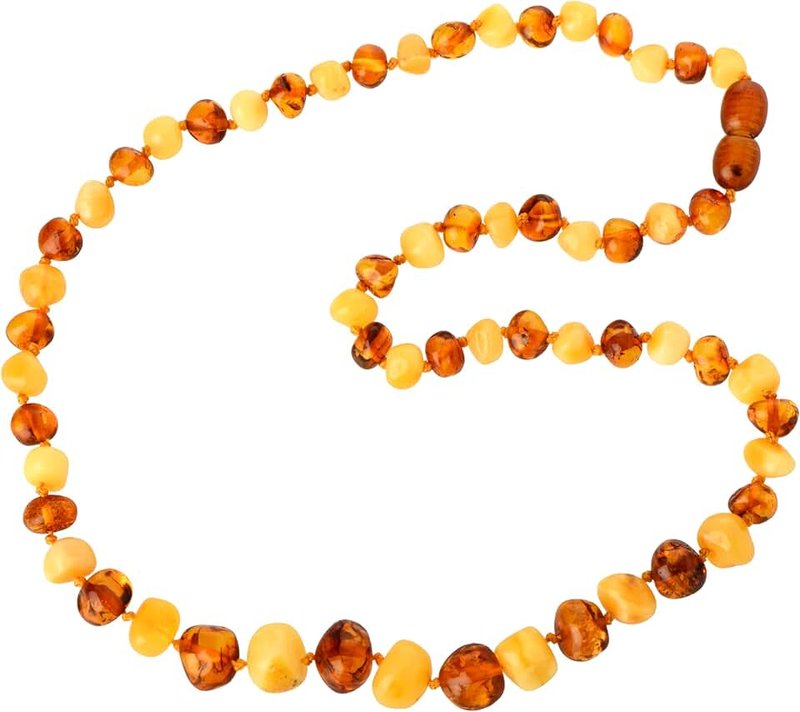 AmberJewelry Baltic Amber Necklace - Adult Amber Bead Necklace - Milky and Cognac Polished Amber Beads - Multiple Lengths