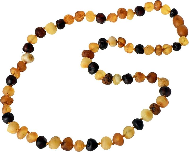AmberJewelry Baltic Amber Necklace - Adult Raw Amber Bead Necklace - Multi Color Unpolished Amber Beads - Multiple Lengths