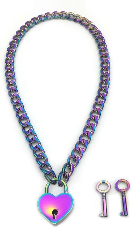 Succuba Padlock Necklace Chain Collar Choker with Two Keys and Box for Women,Girls and Men