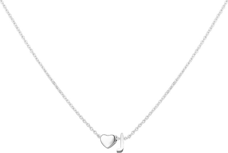 Glimmerst Heart Initial Necklace for Women Stainless Steel Tiny Heart Letter Necklace Personalized Name Necklace
