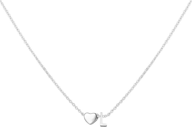 Glimmerst Heart Initial Necklace for Women Stainless Steel Tiny Heart Letter Necklace Personalized Name Necklace