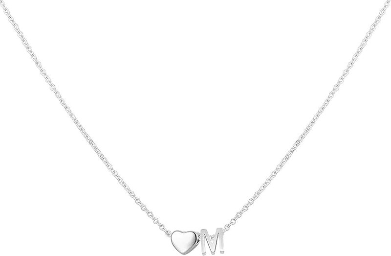 Glimmerst Heart Initial Necklace for Women Stainless Steel Tiny Heart Letter Necklace Personalized Name Necklace