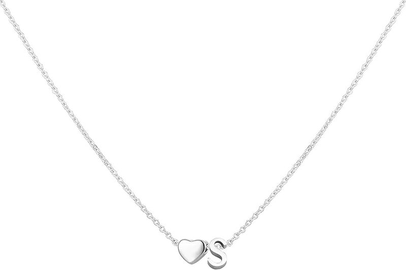 Glimmerst Heart Initial Necklace for Women Stainless Steel Tiny Heart Letter Necklace Personalized Name Necklace