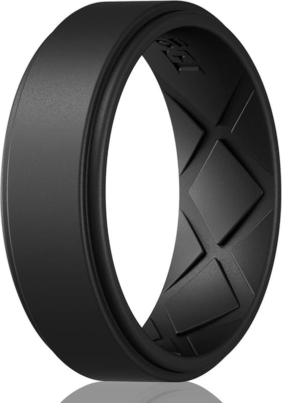 Egnaro Inner Arc Ergonomic Breathable Design, Silicone Rings Mens, 7 Rings / 4 Rings / 1 Ring Rubber Wedding Bands, 8.5mm Wide-2mm Thick