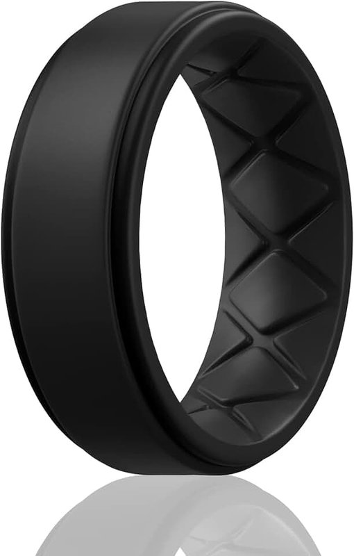 Egnaro Inner Arc Ergonomic Breathable Design, Silicone Rings Mens, 7 Rings / 4 Rings / 1 Ring Rubber Wedding Bands, 8.5mm Wide-2mm Thick