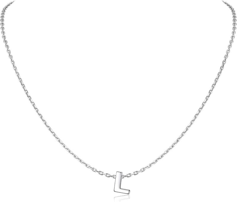 Silvora Sterling Silver Initial Necklace for Women-925 Silver Letter Necklaces Personalized Initial Pendant Necklace for Girls