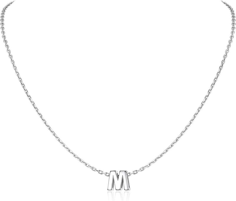 Silvora Sterling Silver Initial Necklace for Women-925 Silver Letter Necklaces Personalized Initial Pendant Necklace for Girls
