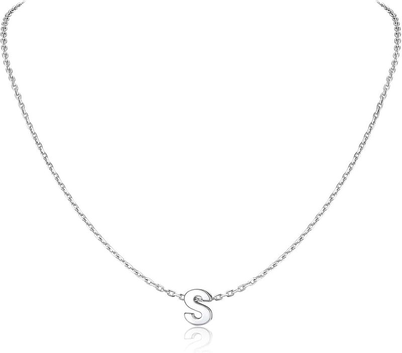 Silvora Sterling Silver Initial Necklace for Women-925 Silver Letter Necklaces Personalized Initial Pendant Necklace for Girls