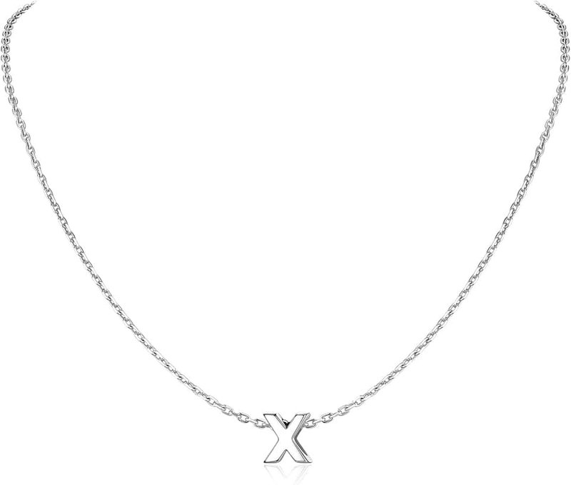 Silvora Sterling Silver Initial Necklace for Women-925 Silver Letter Necklaces Personalized Initial Pendant Necklace for Girls