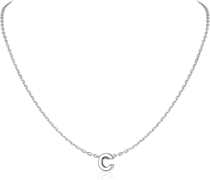 Silvora Sterling Silver Initial Necklace for Women-925 Silver Letter Necklaces Personalized Initial Pendant Necklace for Girls