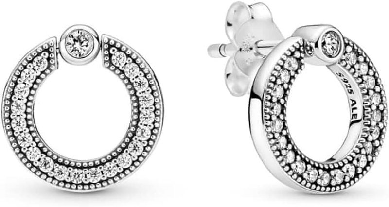 PANDORA Signature Women's Sterling Silver Cubic Zirconia Hoop Earrings, 2.3mm