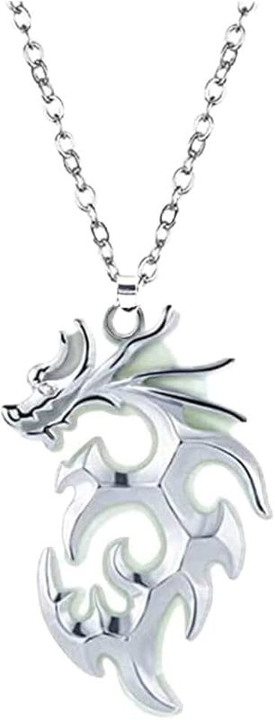 Hewill Mens Animal Dragon Necklace Pendant Luminous Tribal Totem Flying Dragon Necklace for Women Men Teen Glow in The Dark Jewelry Halloween Guard Gift