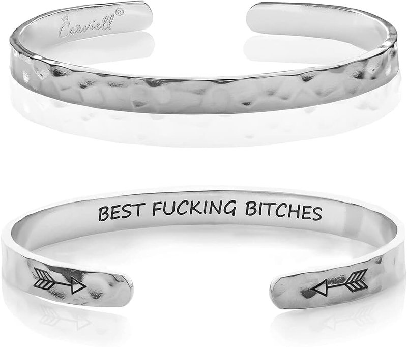 Carviell Bracelets for Women, Personalized Gifts for Her, Mom, Best Friend, Inspirational Friendship Cuff for Teen Girls, Engraved, Birthday Gift Jewelry