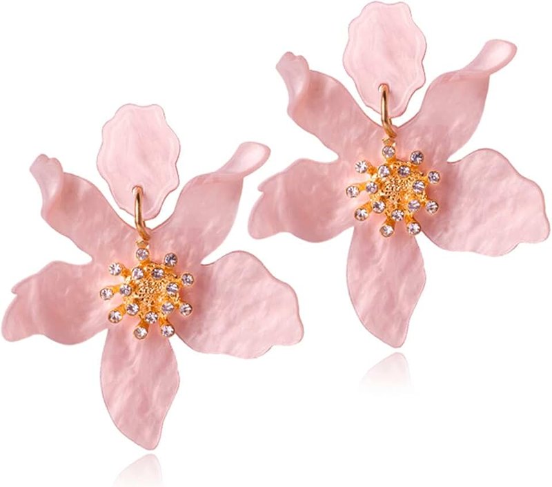 ANDPAI Unique Bohemian Oversized Acrylic Resin Flower Dangle Drop Earrings Retro Large Hawaii Flower Lei Earrings for Women Statement Jewelry Gifts