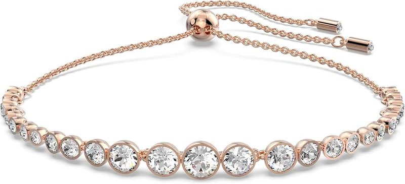 Swarovski Amazon Exclusive Imber Emily Bracelet Collection, Pink or White Round Cut Crystals in a Rhodium or Rose Gold-Tone Plated Setting