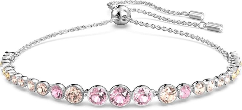 Swarovski Amazon Exclusive Imber Emily Bracelet Collection, Pink or White Round Cut Crystals in a Rhodium or Rose Gold-Tone Plated Setting