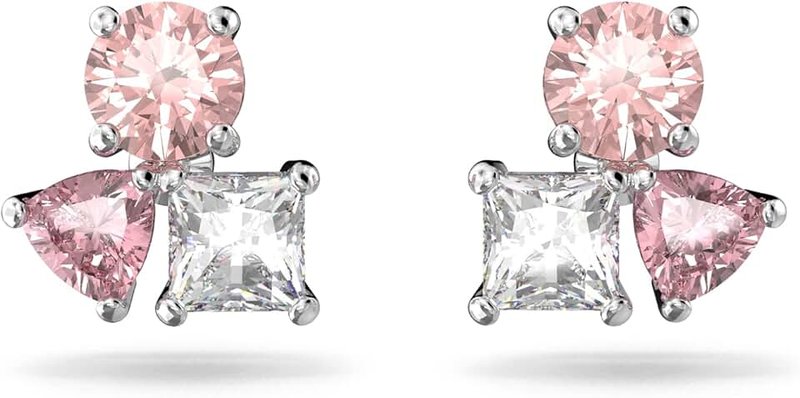 Swarovski Swarovski Amazon Exclusive Mesmera Stud Earrings, Pink and White Crystals in a Rhodium Plated Setting