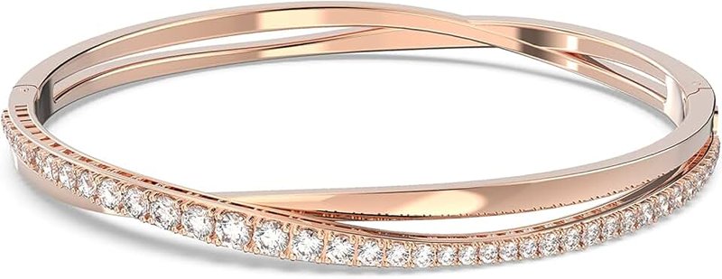 Swarovski Hyperbola Bangle and Bracelet Collection, Infinity, Twist and Heart Shapes, White Crystals in a Mixed Metal, Rhodium or Rose Gold-Tone Plated Setting