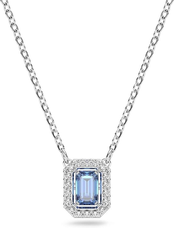 Swarovski Una Necklace Collection, Blue, Pink or White Crystals in a Rhodium or Rose Gold-Tone Plated Setting