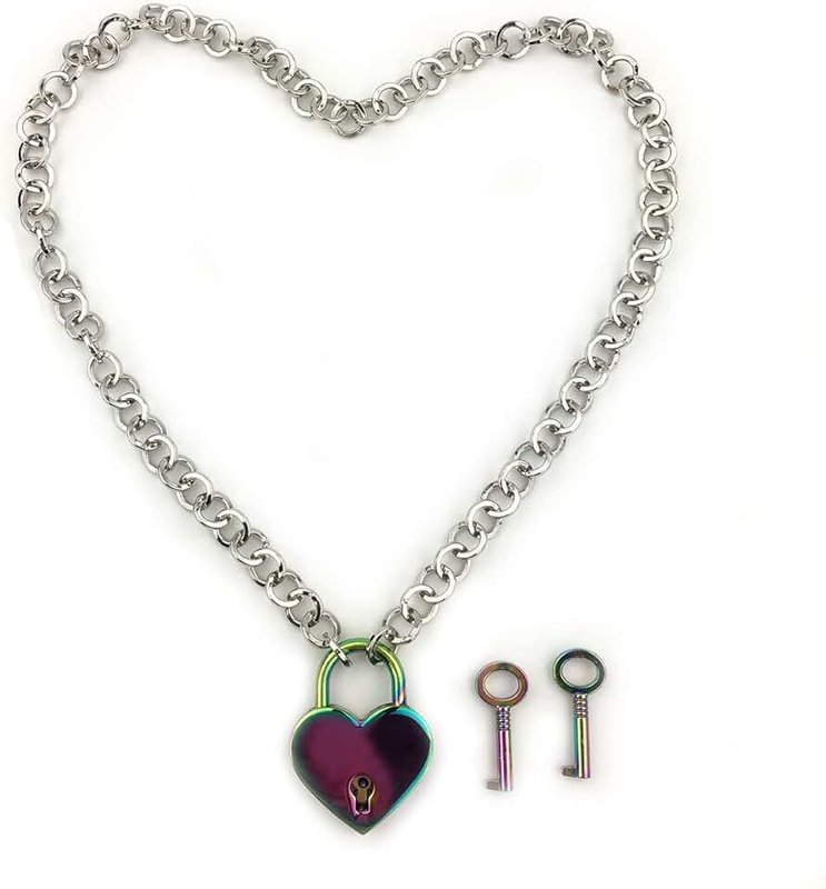 Succuba Padlock Necklace Chain Collar Choker with Two Keys and Box for Women,Girls and Men