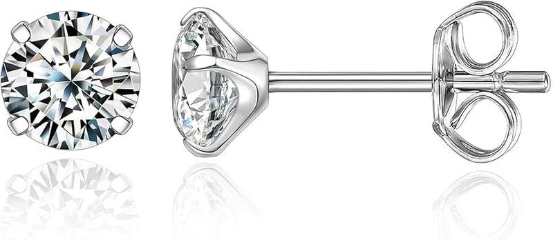 limerencia G23 Titanium Earrings Studs, Hypoallergenic Stud Earrings for Women Girls Men Sensitive Ears,Cubic Zirconia Earrings Round Bright/Princess-Cut Square/Ball , Premium High Polished with Pure Titanium Backs