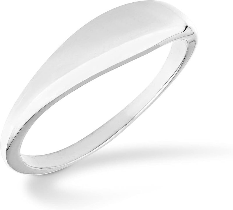 Miabella 925 Sterling Silver or 18Kt Yellow Gold Over Silver Signet Ring for Women Teens Girls Made in Italy