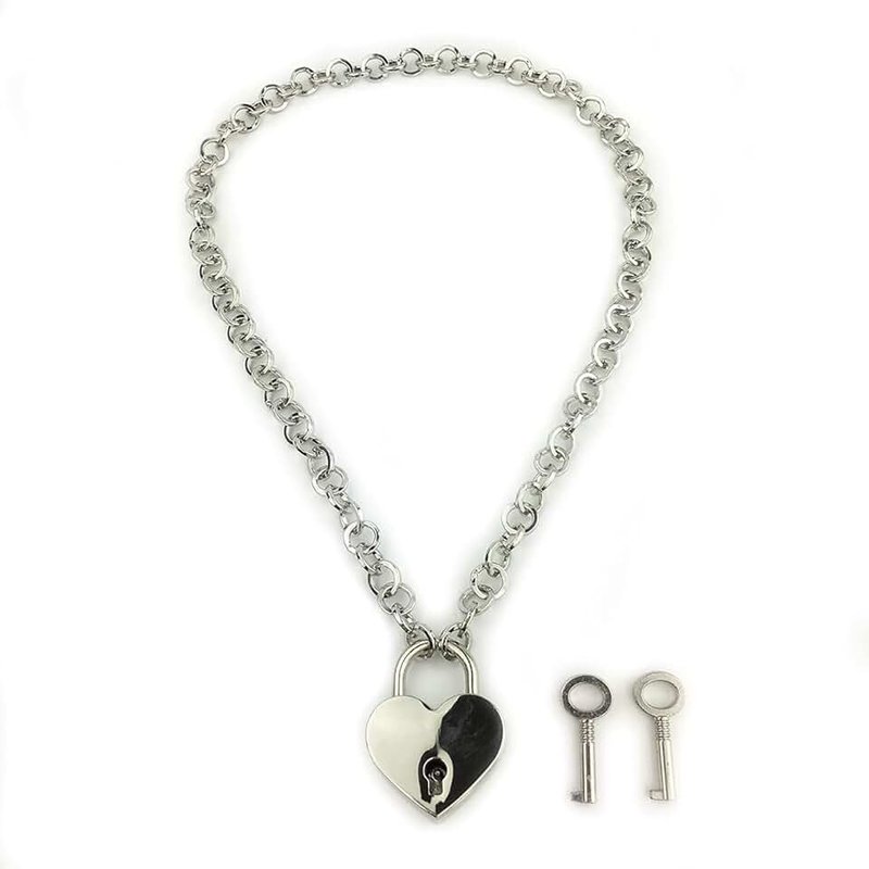 Succuba Padlock Necklace Chain Collar Choker with Two Keys and Box for Women,Girls and Men