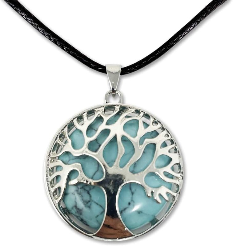 cotigo Tree of Life Necklace with Natural Energy Stone Pendant - Various Semi-Precious Stones