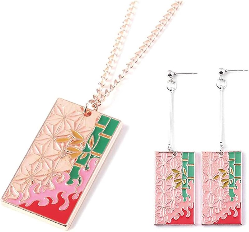 SONGCHANGJEWELRY Anime Kamado Tanjiro Hanafuda Earrings - Kimetsu No Yaiba Hanafuda Earrings - Cosplay Accessories For Womens Girls