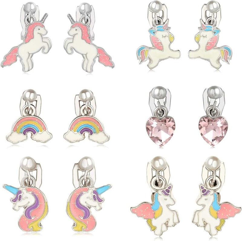 Pinkgarden Clip On Earrings for Girls, Girls Jewelry Dress Up Earrings and Pretend Play Earrings Set for Kids, Gift for Kids