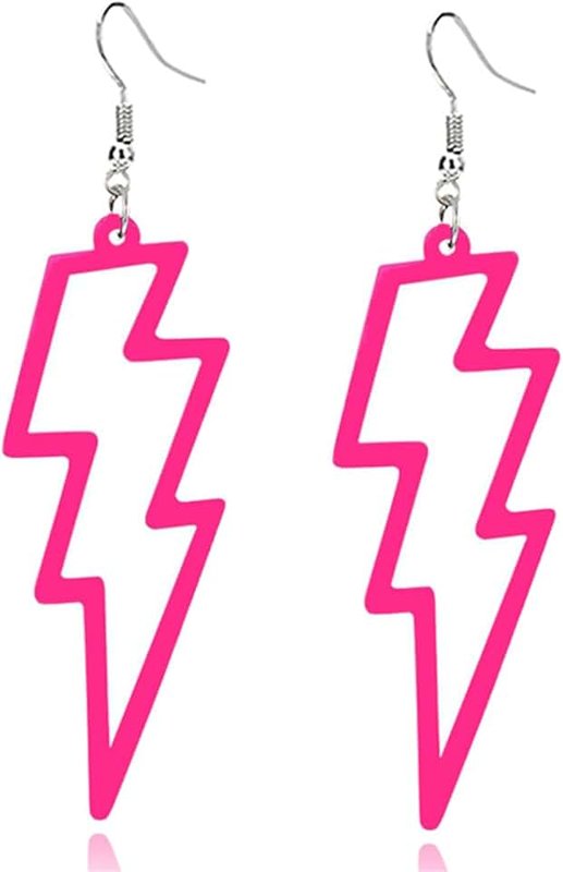 ONLYJUMP Acrylic Exaggerated Lightning Earrings Statement Punk Retro Geometric Delicate Neon Personalized Earrings Accessory Jewelry for Women Girl